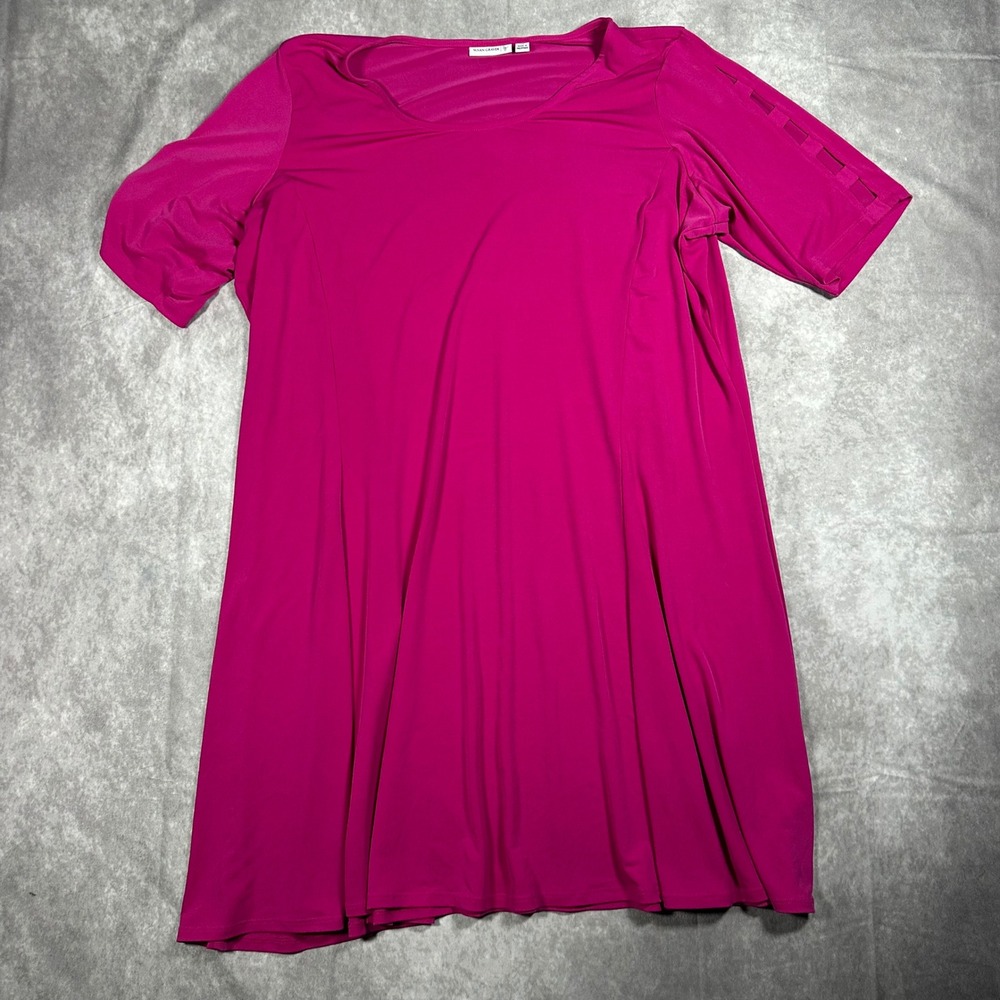 Susan Graver Liquid Knit Tunic Top Magenta Pink Cage Sleeve Womens Plus 2X